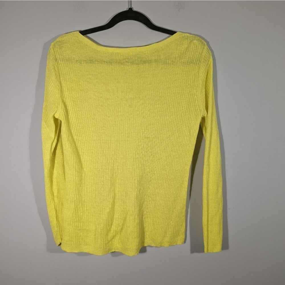 Eileen Fisher Women Yellow‎ Linen Crewneck Knit Sweater Size M